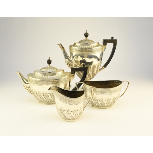 4 - A Victorian four piece silver tea and coffee service, William Hutton & Sons, London 1886, each piece... 