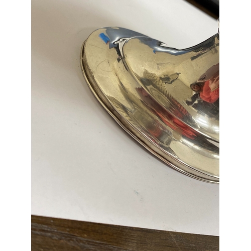 6 - A Victorian silver coffee pot, makers mark rubbed, London 1890, of pedestal half reeded form with eb... 