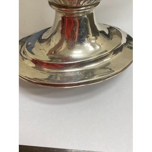 6 - A Victorian silver coffee pot, makers mark rubbed, London 1890, of pedestal half reeded form with eb... 