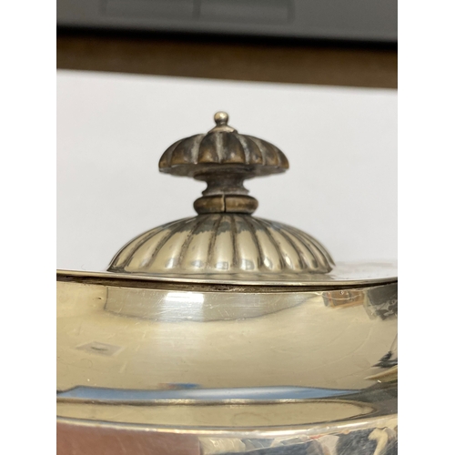 6 - A Victorian silver coffee pot, makers mark rubbed, London 1890, of pedestal half reeded form with eb... 