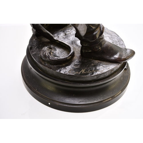 156 - After Eugene Marioton (1854-1933), 'Young Hercules', bronze The figure modelled standing and wrapped... 