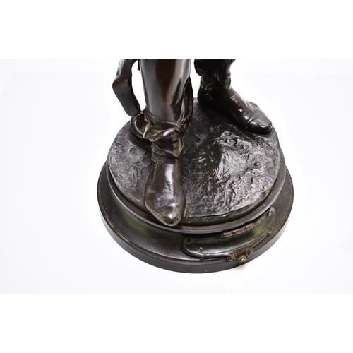 156 - After Eugene Marioton (1854-1933), 'Young Hercules', bronze The figure modelled standing and wrapped... 