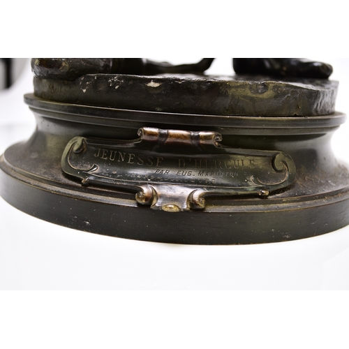 156 - After Eugene Marioton (1854-1933), 'Young Hercules', bronze The figure modelled standing and wrapped... 