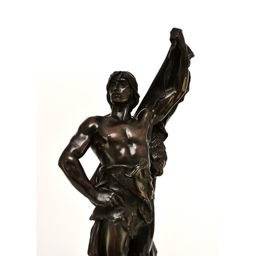 156 - After Eugene Marioton (1854-1933), 'Young Hercules', bronze The figure modelled standing and wrapped... 
