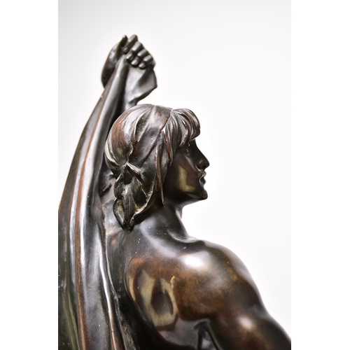 156 - After Eugene Marioton (1854-1933), 'Young Hercules', bronze The figure modelled standing and wrapped... 