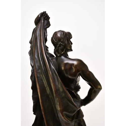 156 - After Eugene Marioton (1854-1933), 'Young Hercules', bronze The figure modelled standing and wrapped... 