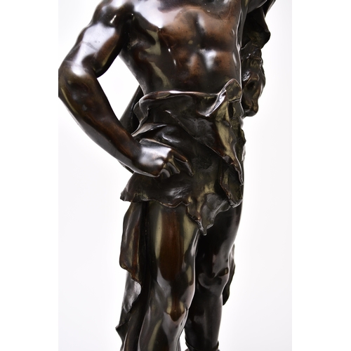 156 - After Eugene Marioton (1854-1933), 'Young Hercules', bronze The figure modelled standing and wrapped... 
