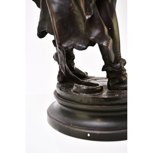 156 - After Eugene Marioton (1854-1933), 'Young Hercules', bronze The figure modelled standing and wrapped... 