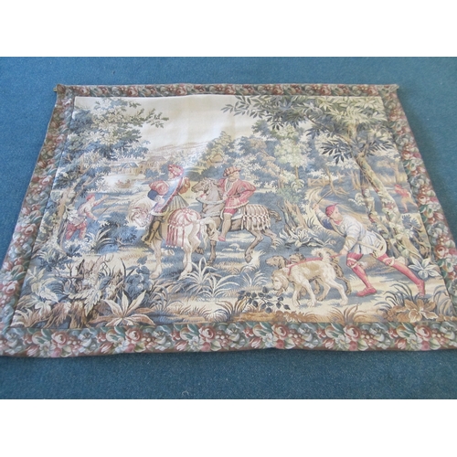 166 - A French tapestry wall hanging, first half 20th century Woven with a medieval hunting scene in a buc... 
