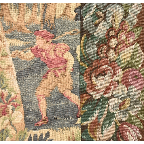 166 - A French tapestry wall hanging, first half 20th century Woven with a medieval hunting scene in a buc... 