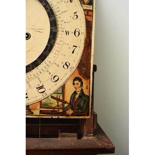 168 - An unusual George III mahogany painted tidal dial longcase clock The dial signed Thomas Gilmour, Hut... 