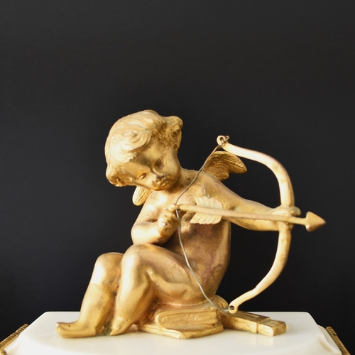 169 - A French white marble and ormolu clock garniture Late 19th century, the rectangular case mounted wit... 