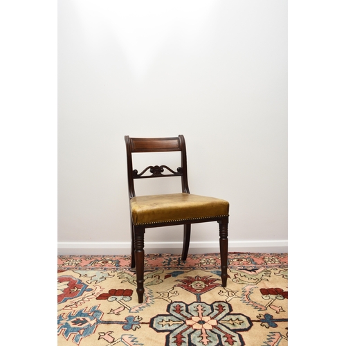 185 - A harlequin set of ten (8+2) 19th century inlaid mahogany leather upholstered dining chairs The reed... 