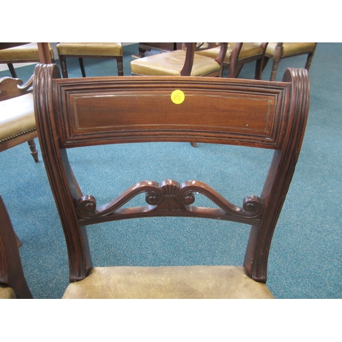 185 - A harlequin set of ten (8+2) 19th century inlaid mahogany leather upholstered dining chairs The reed... 