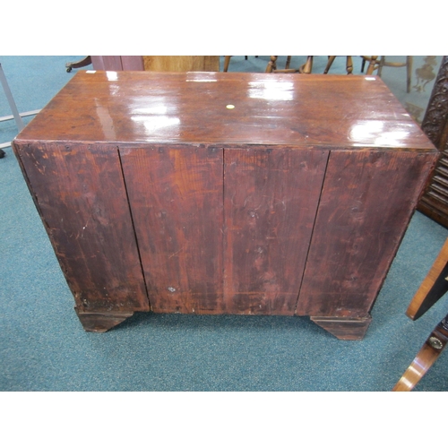 186 - A George III mahogany veneered campaign type kneehole desk The moulded top above a long frieze drawe... 