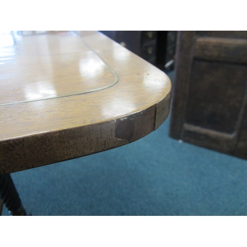 187 - A Regency brass inlaid rosewood sofa table The hinged rectangular top with rounded corners, fitted w... 