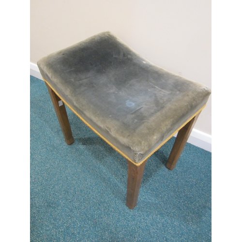 200 - A 1953 Queen Elizabeth II coronation, limed oak stool, the concave shaped seat covered in a blue vel... 