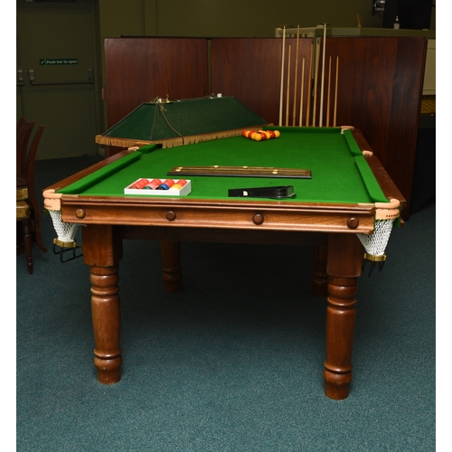 201 - A standard 8ft billiards table, late 20th century By A & D Billiards, in mahogany with slate bed and... 
