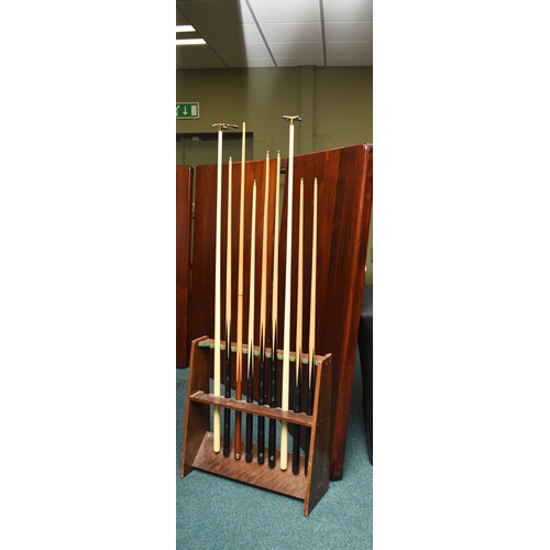 201 - A standard 8ft billiards table, late 20th century By A & D Billiards, in mahogany with slate bed and... 