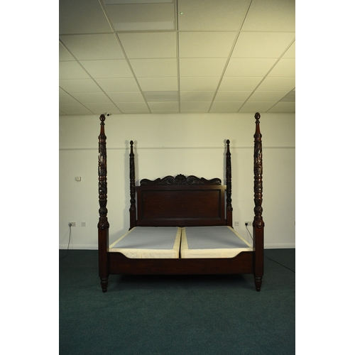 205 - Ralph Lauren: A mahogany finish four-poster bed, late 20th century Carved and stained hardwood in th... 