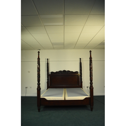 205 - Ralph Lauren: A mahogany finish four-poster bed, late 20th century Carved and stained hardwood in th... 