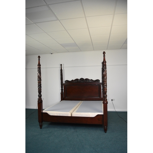 205 - Ralph Lauren: A mahogany finish four-poster bed, late 20th century Carved and stained hardwood in th... 