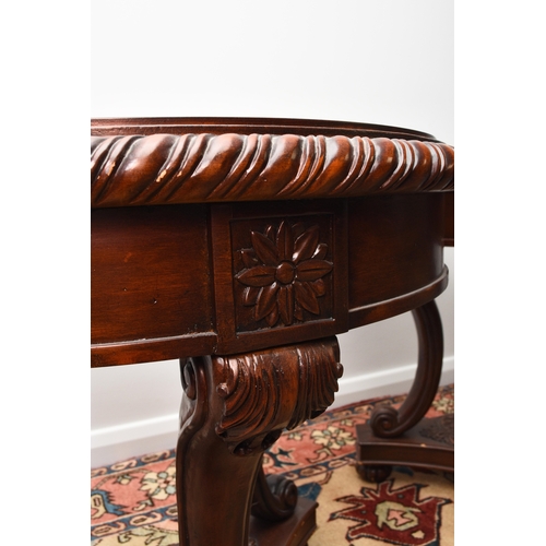 206 - A pair of Louis XV style drum-topped occasional tables Near contemporary, mahogany effect, the mould... 