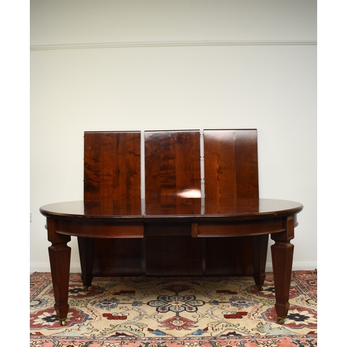 208 - A reproduction mahogany wind-out extending dining table, circa 1920s The moulded D-end top above a b... 