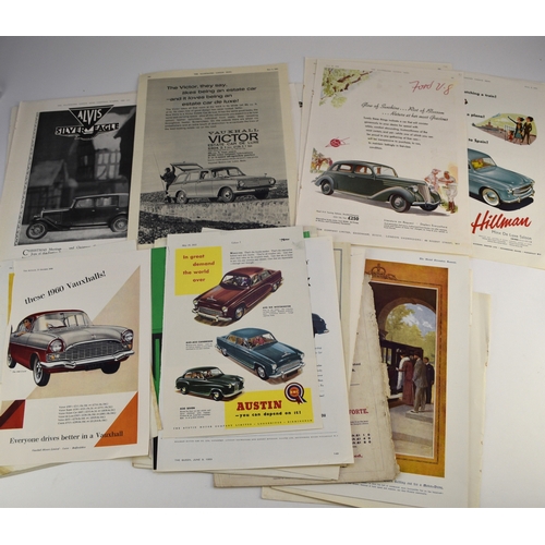 100 - FOLDER OF ADVERTISING PRINTS from magazines, 1920s-1950s, most in colour. 4to and folio. Many featur... 