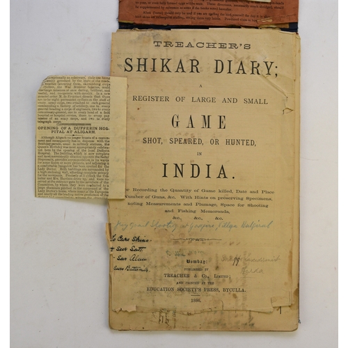 119 - GAME BOOK & HUNTING DIARY, India 1889-90 and 1900-11. Treacher's Shikar Diary and register of large ... 