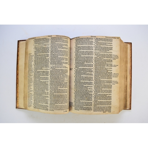 122 - BISHOP'S BIBLE. 4to, Christopher Barker, 1584. Black Letter printed in two columns. With Apocrypha. ... 