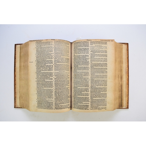 122 - BISHOP'S BIBLE. 4to, Christopher Barker, 1584. Black Letter printed in two columns. With Apocrypha. ... 