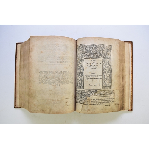 122 - BISHOP'S BIBLE. 4to, Christopher Barker, 1584. Black Letter printed in two columns. With Apocrypha. ... 