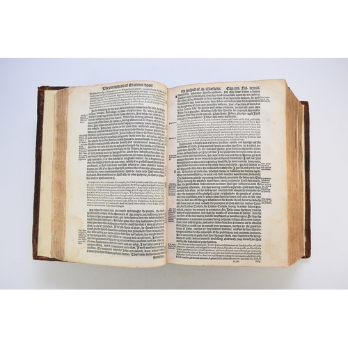 130 - ERASMUS, Desiderius, The Paraphrase of Erasmus upon the Newe Testament. 1551 & 1549. Thick folio, tw... 