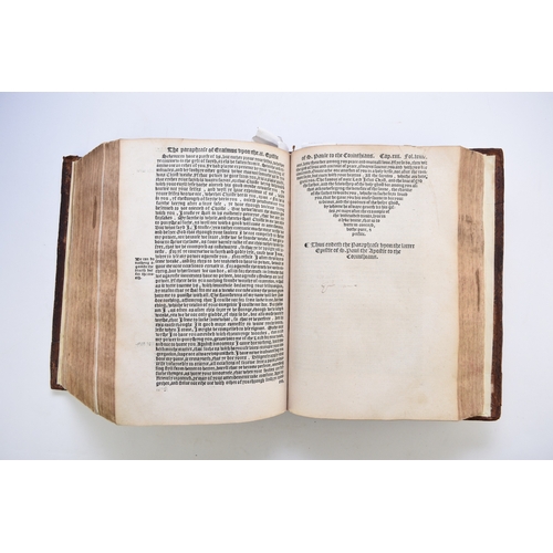 130 - ERASMUS, Desiderius, The Paraphrase of Erasmus upon the Newe Testament. 1551 & 1549. Thick folio, tw... 