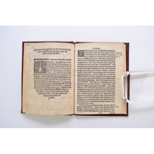 132 - INJUNCTIONS AND ARTICLES FOR THE FIRST VISITATION OF THE BISHOPS, 1559. Two items bound together. In... 