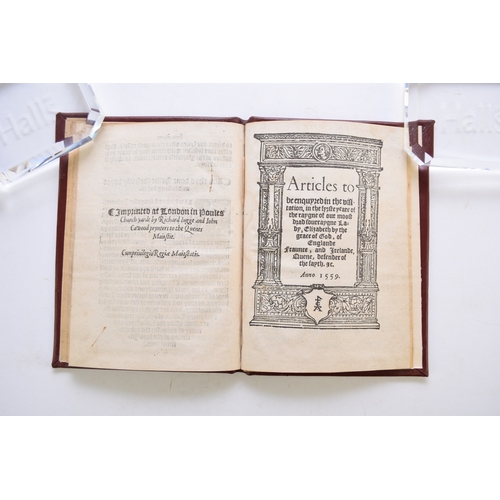 132 - INJUNCTIONS AND ARTICLES FOR THE FIRST VISITATION OF THE BISHOPS, 1559. Two items bound together. In... 