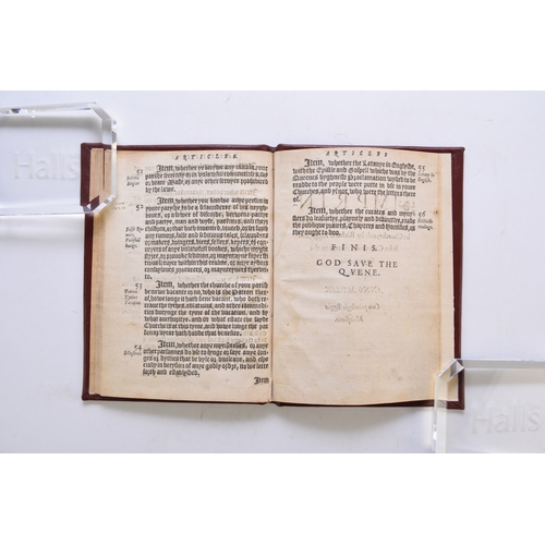 132 - INJUNCTIONS AND ARTICLES FOR THE FIRST VISITATION OF THE BISHOPS, 1559. Two items bound together. In... 