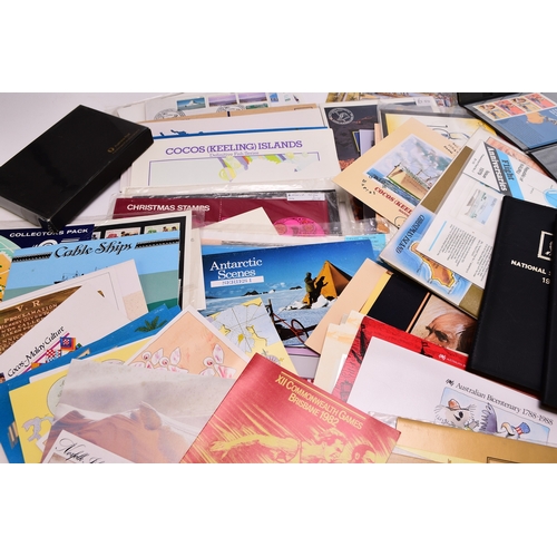 142 - Box containing an assortment of mainly Australasian stamps, cards, covers, presentation packs etc, i... 