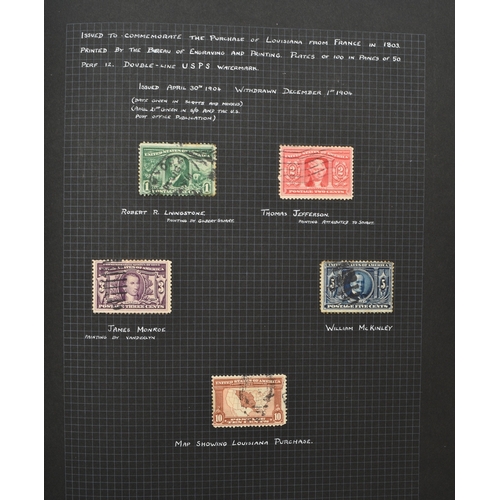 167 - USA, 1893-1940 used collection in black album on black pages, neatly mounted and written up. Compris... 