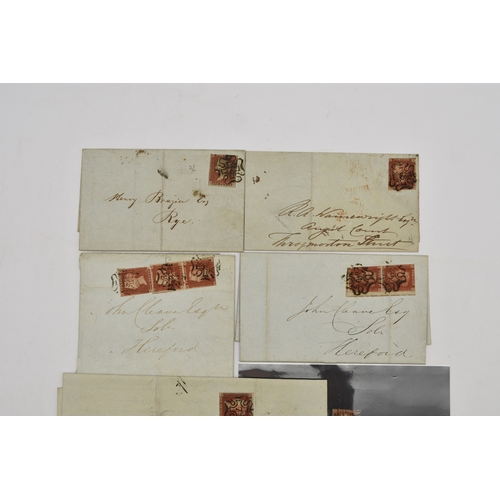 171 - A collection of eight 1d Red entires plus one on stamp only. All cancelled with numeral in Maltese C... 