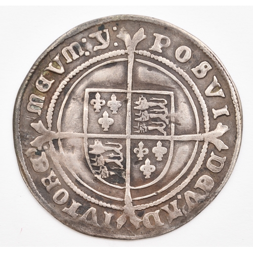 207 - Edward VI shilling 1551-53 facing bust - rose left - value right mm 