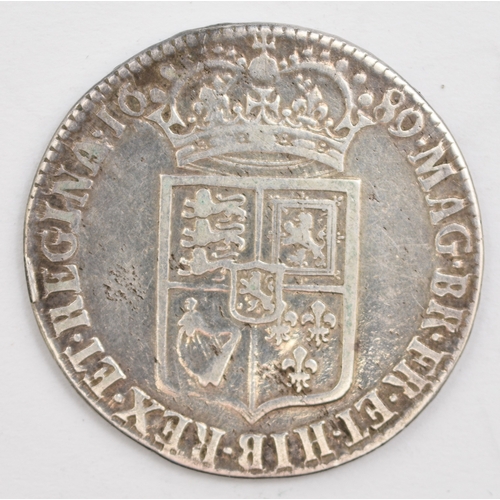 215 - William and Mary 1689 - 94, half crown dated 1689 Spink Ref 3434