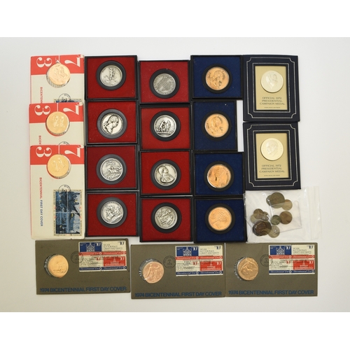 243 - United States coinage comprising six 1976 proof sets in cases and Seven 1974-1975 US mint uncirculat... 