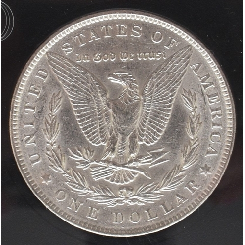 245 - A USA uncirculated Morgan silver Dollar dated 1889 - slabbed, a USA silver eagle Dollar dated 1995 w... 