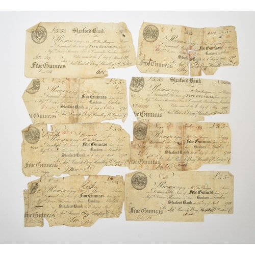 266 - A collection of 28 late 18th century banknotes from the Sleaford Bank - established 1792, Peacock, H... 