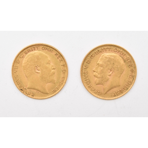 268 - Edward VII half Sovereign dated 1908, together with George V half Sovereign dated 1914 (2)