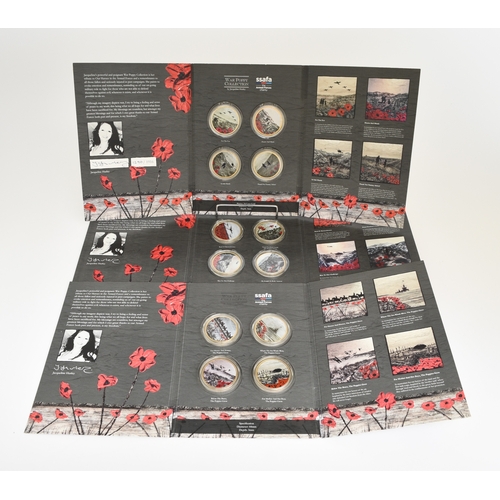 274 - The SSAFA War Poppy Collection: three sets of four gold plated coins; together with 
The Queen's Bir... 