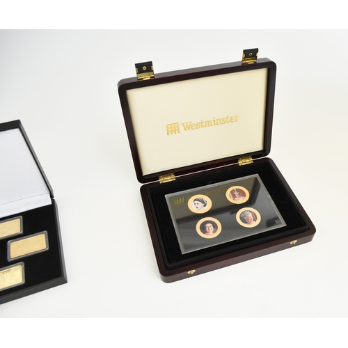 274 - The SSAFA War Poppy Collection: three sets of four gold plated coins; together with 
The Queen's Bir... 