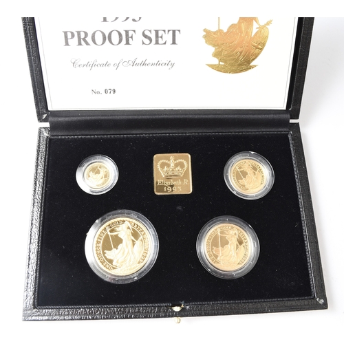 278 - Royal Mint - Britannia 1993 - Gold Proof set of four coins, £100, £50, £25, £10, all within capsules... 